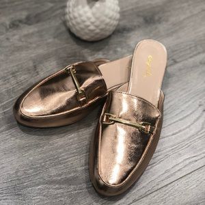 **SOLD** Rose Gold Faux Leather Slides